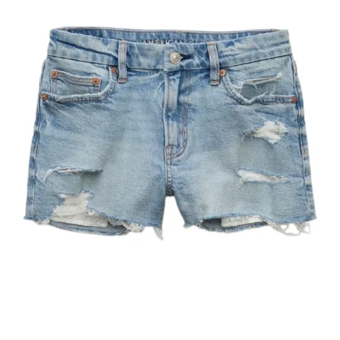 Light Blue Distressed Denim Cutoff Shorts