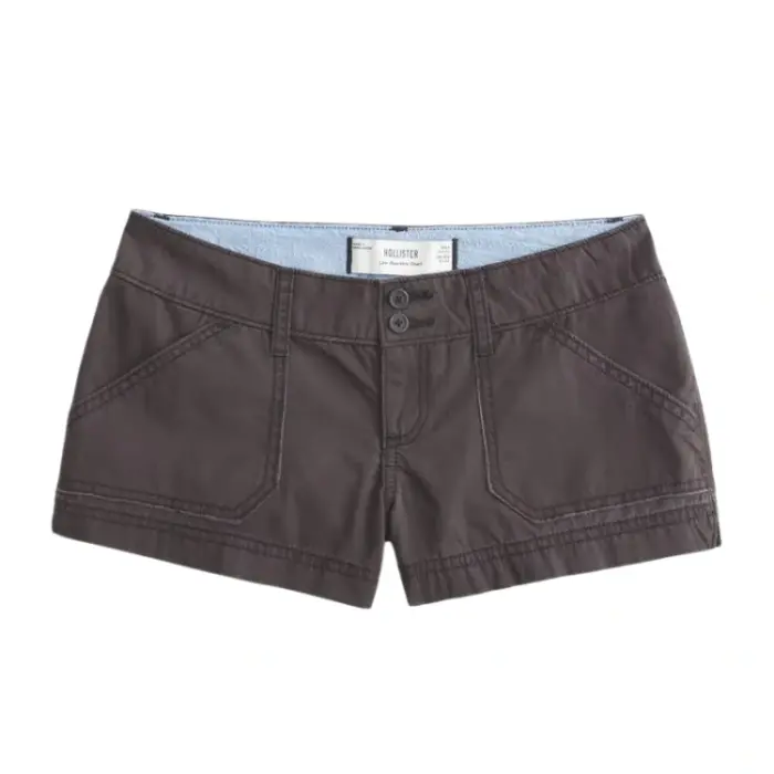 Dark Grey Woven Shorts with Contrast Stitching