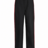 Black Straight Leg Track Pants with Red Side Stripe