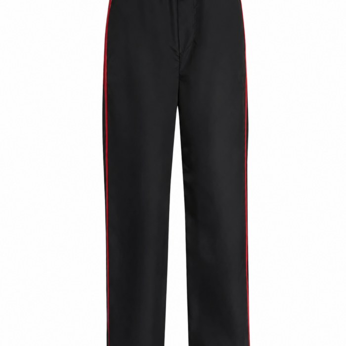 Black Straight Leg Track Pants with Red Side Stripe