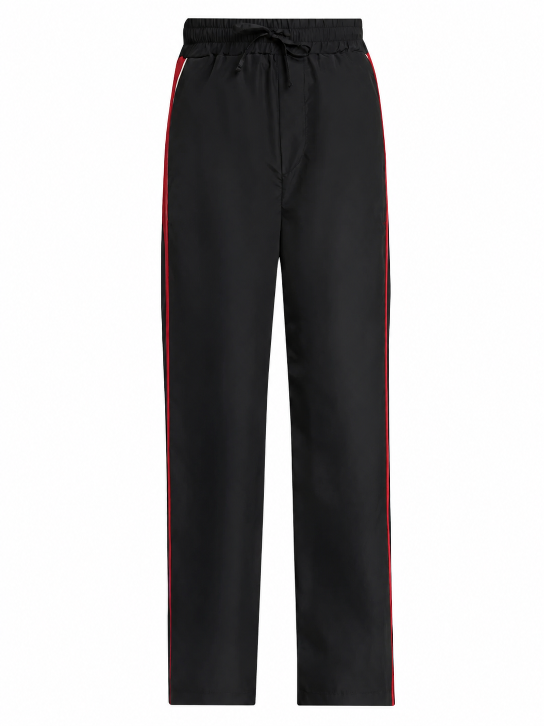 Black Straight Leg Track Pants with Red Side Stripe