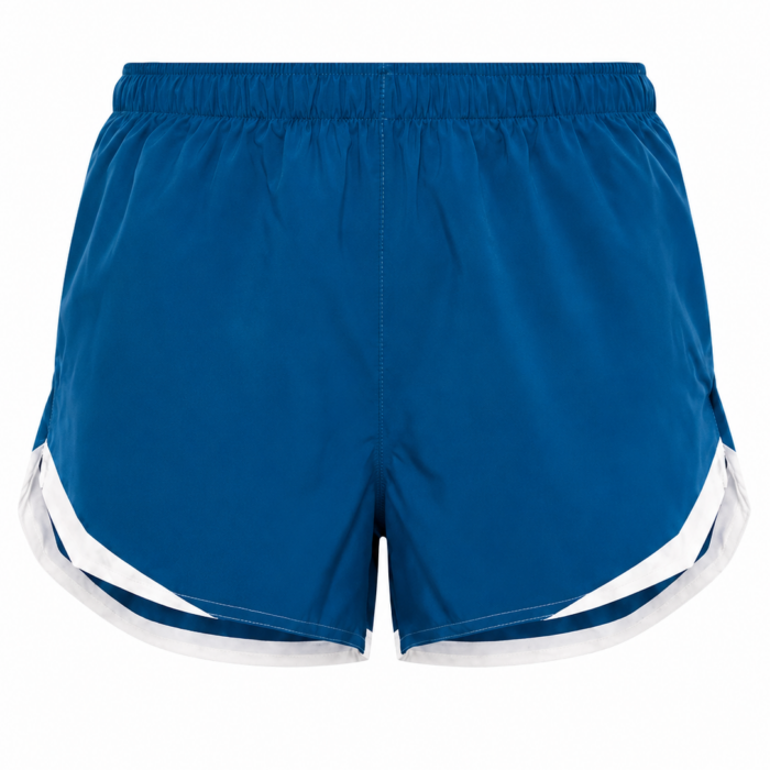 Teal Blue Dolphin Hem Athletic Shorts with White Trim