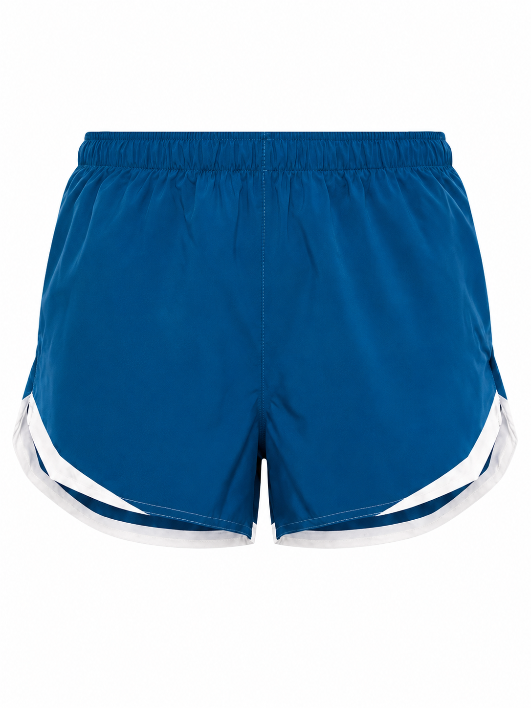 Teal Blue Dolphin Hem Athletic Shorts with White Trim
