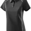 Dark Gray Short Sleeve Polo Shirt with White Piping