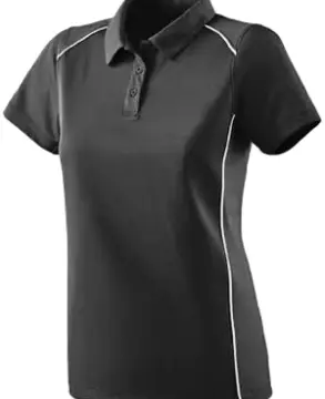 Dark Gray Short Sleeve Polo Shirt with White Piping