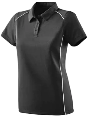 Dark Gray Short Sleeve Polo Shirt with White Piping