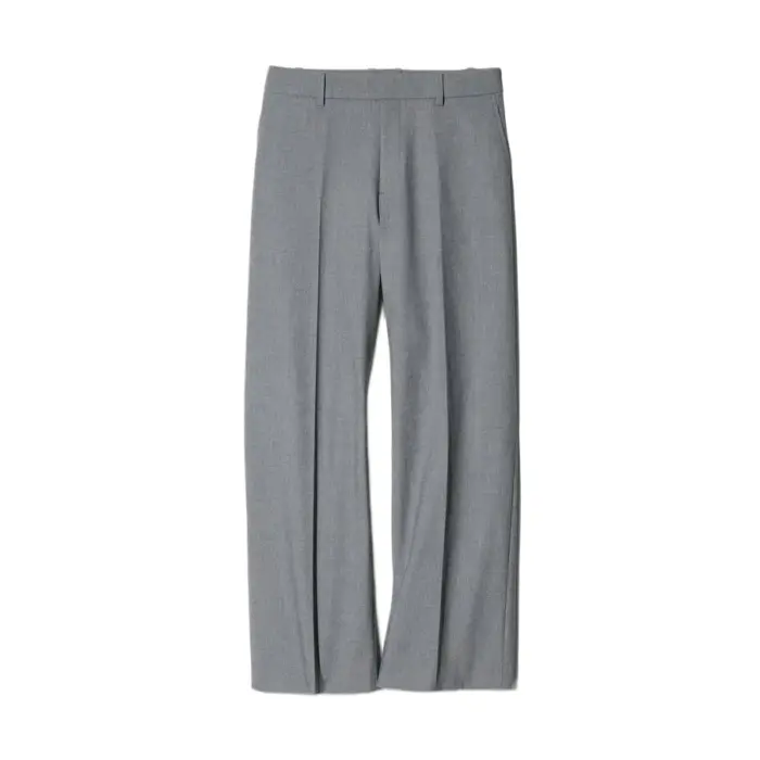Medium Grey Wide-Leg Tailored Trousers