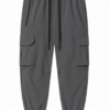 Grey Cargo Jogger Pants with Drawstring Waist