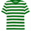 Green and White Striped Crochet Knit Top