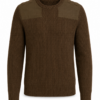 Olive Brown Rib-Knit Crewneck Sweater